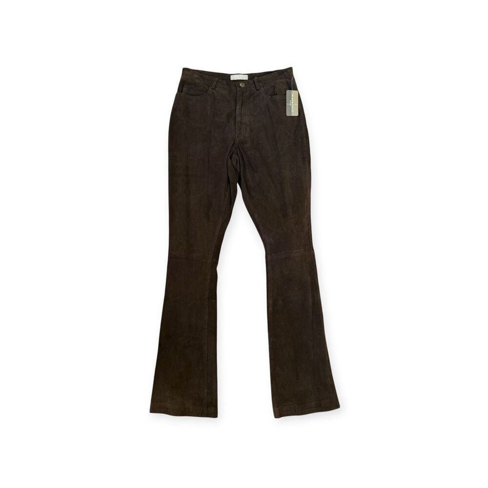 Kate Hill Casual Brown Genuine Leather Suede Flare Pants Women’s Size 2 NWT $160